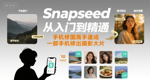 Snapseed从入门到精通，手机修图高手速成，一部手机就能修出摄影大片-项目网