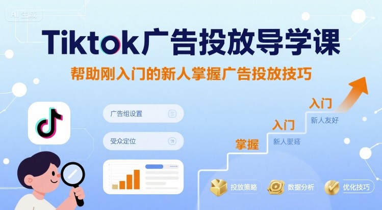 Tiktok广告投放导学课，帮助刚入门的新人掌握广告投放技巧-项目网