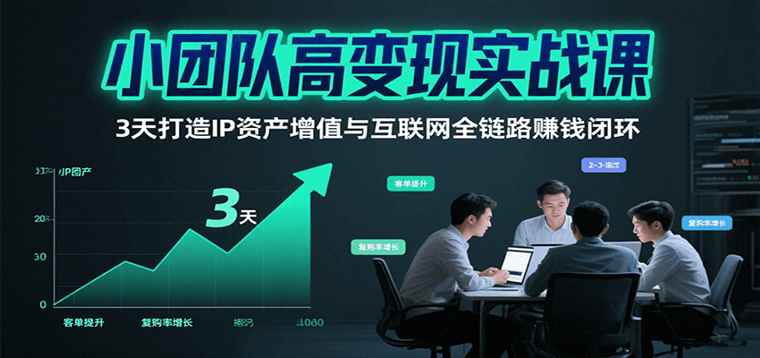小团队高变现实战课，3天打造IP资产增值与互联网全链路赚钱闭环(第二期)-项目网