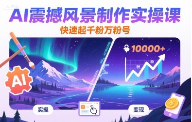AI震撼风景制作实操课，快速起千粉万粉号-项目网