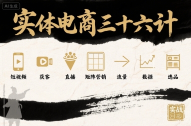 实体电商三十六计，短视频-获客-直播-矩阵营销-流量-数据-选品-项目网