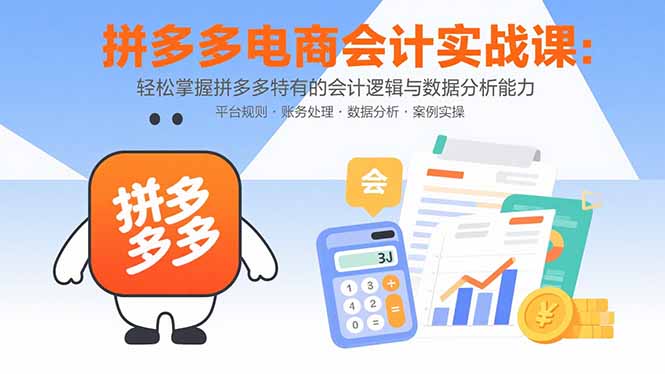 拼多多电商会计实战课：轻松掌握拼多多特有的会计逻辑与数据分析能力-项目网