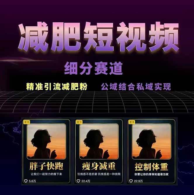 图片[2]-减肥短视频运营实战课：含素材制作、剪映教学，讲精准引流、变现设计与内容模板技巧-项目网