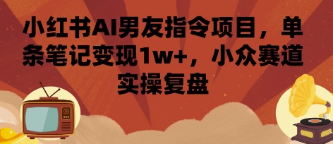 小红书AI男友指令项目，单条笔记变现1w+，小众赛道实操复盘-项目网