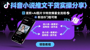 抖音小说推文干货实操分享，混剪+AI图片卡特效爆量全流程，0粉丝0门槛可做-项目网