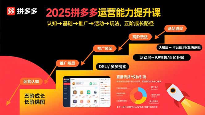 2025拼多多运营能力提升课：认知→基础→推广→活动→玩法，五阶成长路径-项目网