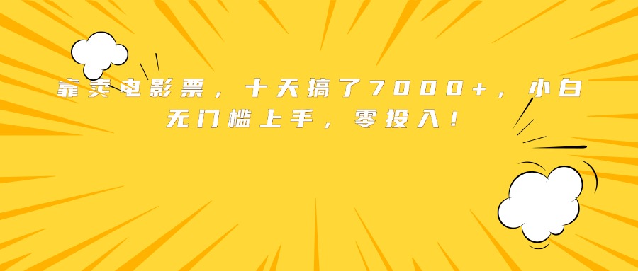靠卖电影票，十天搞了7000+，小白无门槛上手，零投入！-项目网