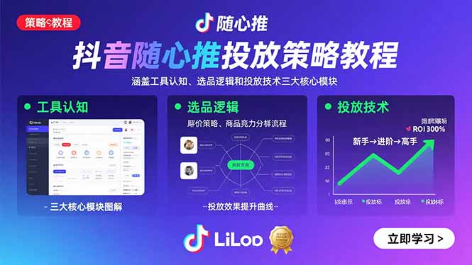抖音随心推投放策略教程：涵盖工具认知、选品逻辑和投放技术三大核心模块-项目网