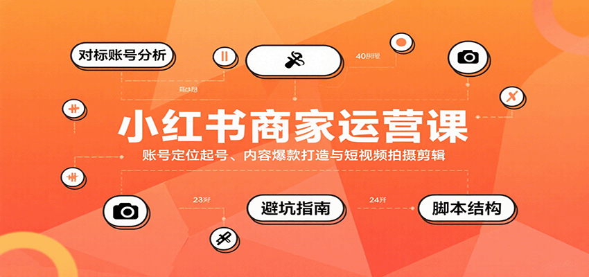 小红书商家运营课，账号定位起号、内容爆款打造与短视频拍摄剪辑-项目网