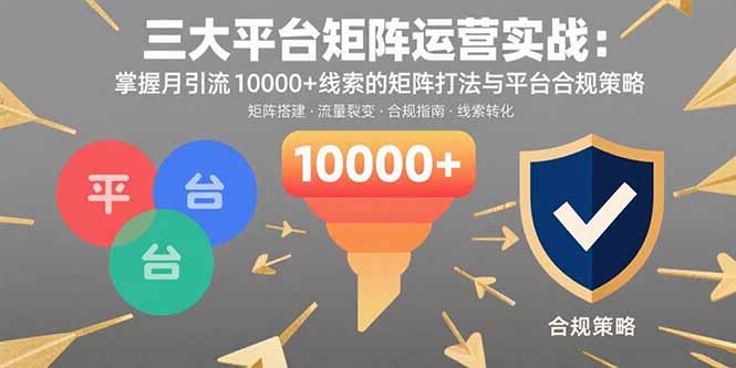 三大平台矩阵运营实战：掌握月引流10000+线索的矩阵打法与平台合规策略-项目网