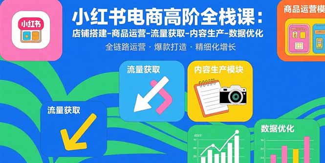 小红书电商高阶全栈课：店铺搭建-商品运营-流量获取-内容生产-数据优化-项目网