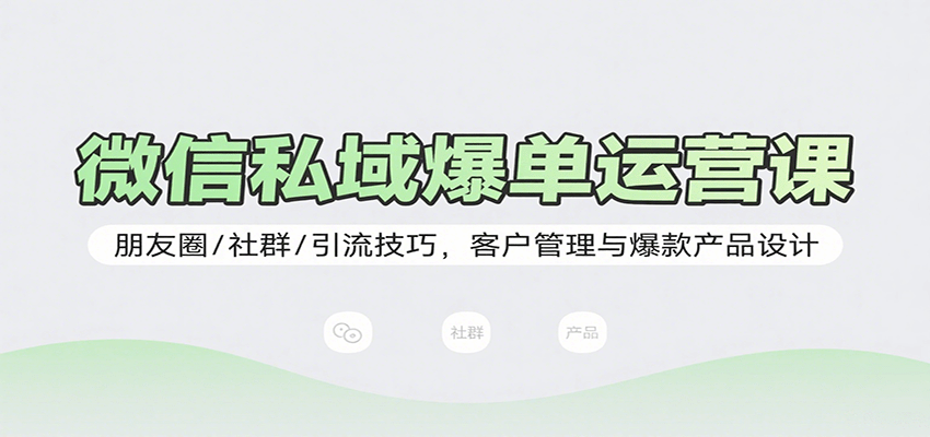 微信私域爆单运营课：朋友圈/社群/引流技巧，客户管理与爆款产品设计-项目网