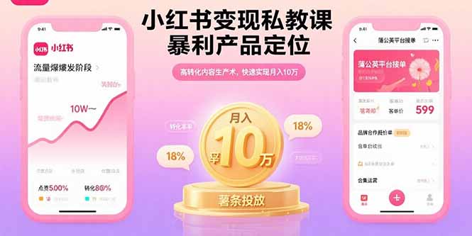 小红书变现私教课，暴利产品定位，高转化内容生产术，快速实现月入10万-项目网