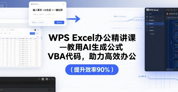 WPS Excel办公精讲课，教用 AI 生成公式，VBA 代码，助力高效办公-项目网