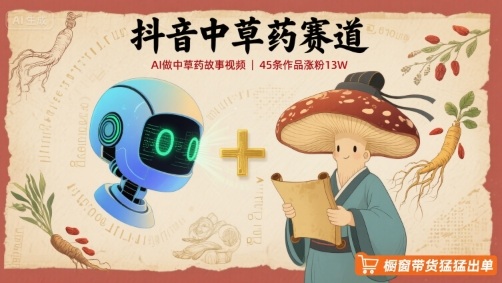 抖音中草药赛道，用AI做中草药故事视频，45条作品涨粉13W，橱窗带货猛猛出单-项目网