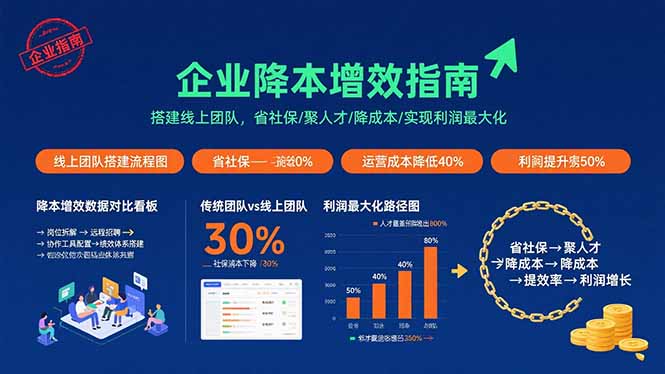 企业降本增效指南：搭建线上团队，省社保/聚人才/降成本/实现利润最大化-项目网