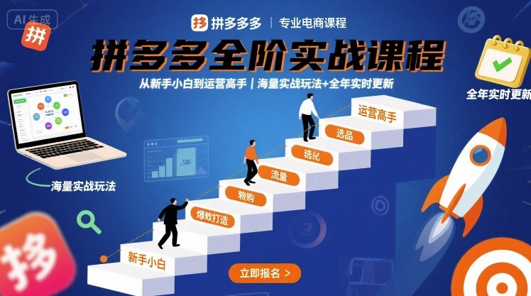 拼多多全阶实战课程，从新手小白到运营高手，海量实战玩法+全年实时更新【2025年9月更新】-项目网