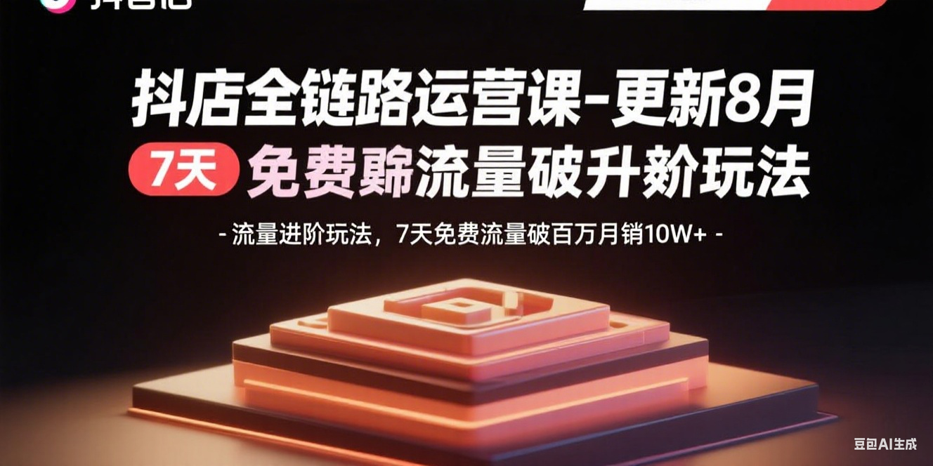 抖店全链路运营课-更新8月：流量进阶玩法，7天免费流量破百万月销10W+-项目网