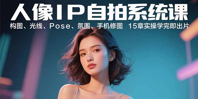 人像IP自拍系统课：构图、光线、Pose、氛围、手机修图 15章实操学完即出片-项目网