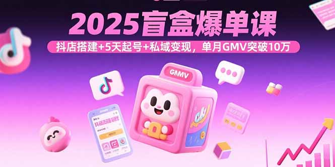 2025盲盒爆单课，抖店搭建+5天起号+私域变现，单月GMV突破10万-项目网