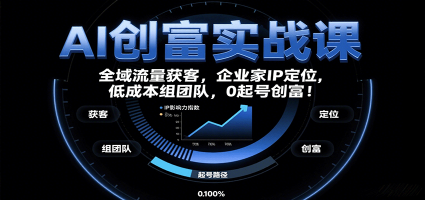 AI创富实战课：企业家IP定位，全域流量获客，低成本组团队，0起号创富！-项目网