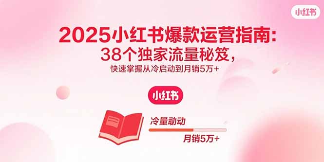 2025小红书爆款运营指南：38个独家流量秘笈，快速掌握从冷启动到月销5万+-项目网
