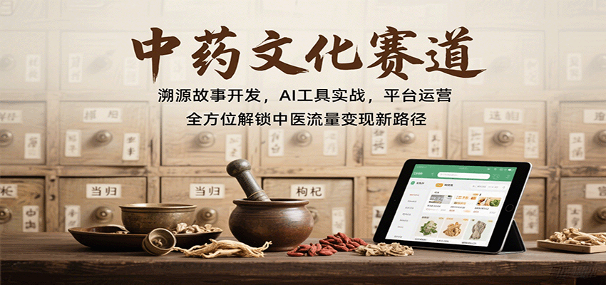 中药文化赛道：溯源故事开发，AI工具实战，平台运营，全方位解锁中医流量变现新路径-项目网