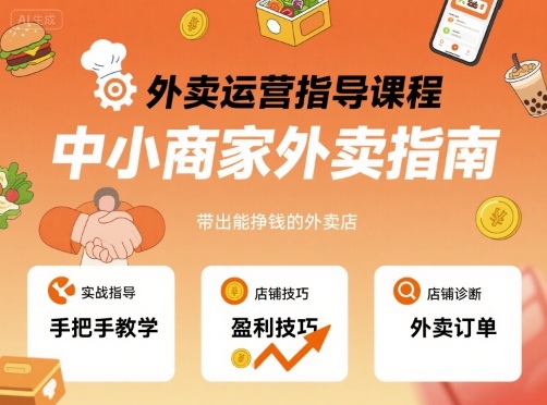 外卖运营指导课程，中小商家外卖指南，手把手带出能挣钱的外卖店-项目网