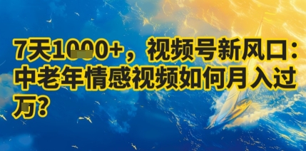 7天收益1k+，视频号新风口：中老年情感视频如何月入过W?-项目网