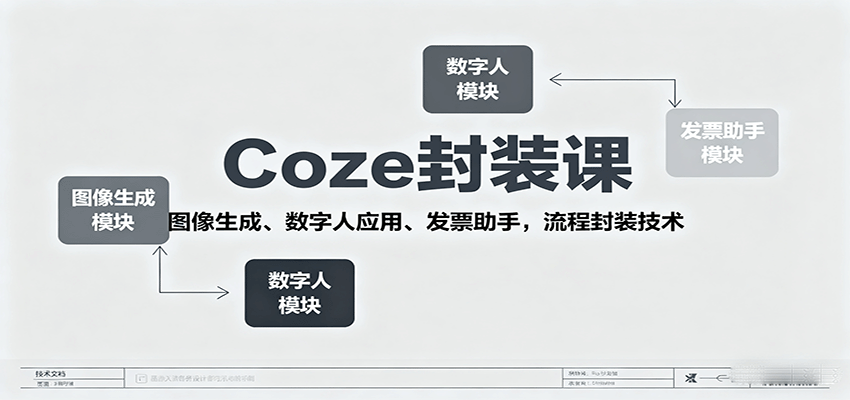 Coze封装课，图像生成、数字人应用、发票助手，流程封装技术-项目网