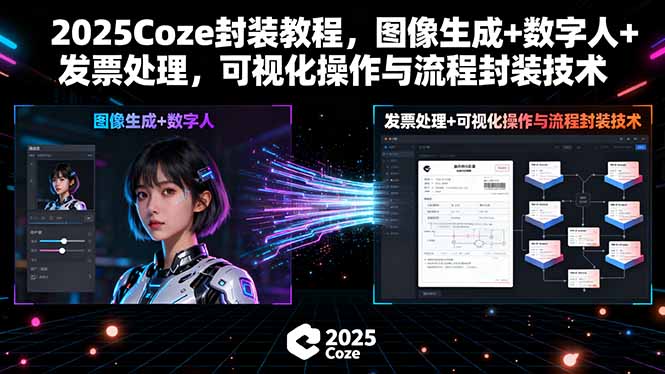 2025Coze封装教程，图像生成+数字人+发票处理，可视化操作与流程封装技术-项目网