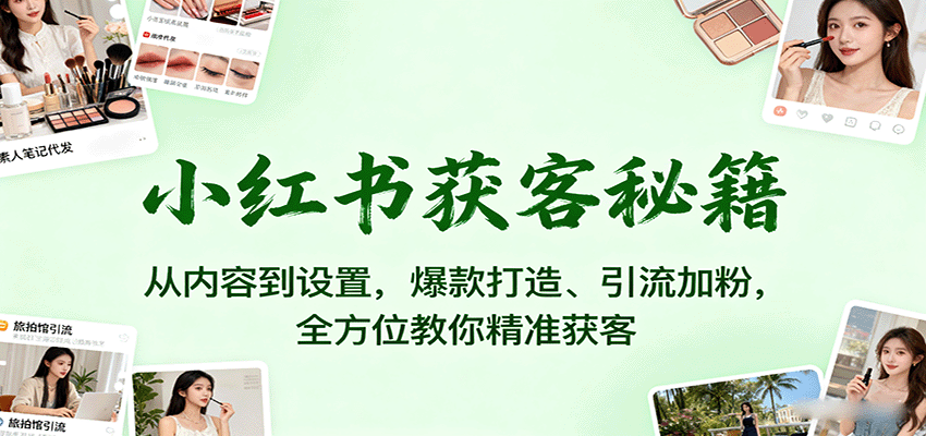 小红书获客秘籍：从内容到设置，爆款打造、引流加粉，全方位教你精准获客-项目网