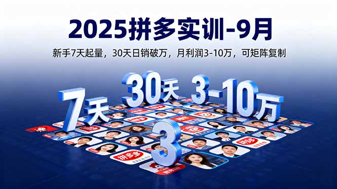 2025拼多多实训-9月：新手7天起量,30天日销破万,月利润3-10万,可矩阵复制-项目网
