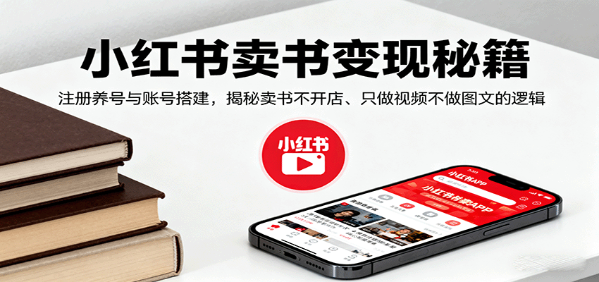 小红书卖书变现秘籍，注册养号与账号搭建，揭秘卖书不开店、只做视频不做图文的逻辑-项目网