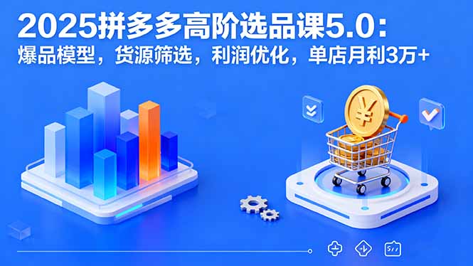 2025拼多多高阶选品课5.0：爆品模型，货源筛选，利润优化，单店月利3万+-项目网