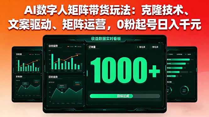 AI数字人矩阵带货玩法：克隆技术、文案驱动、矩阵运营，0粉起号日入千元-项目网