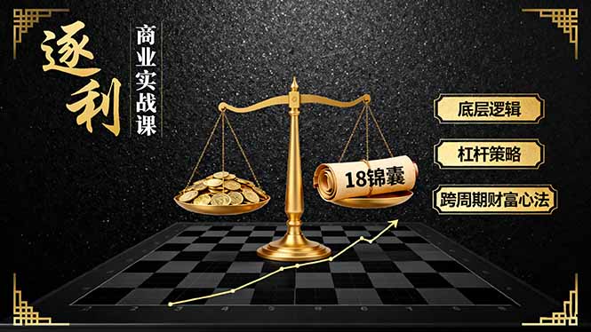 《逐 利》商业实战课，底层逻辑、杠杆策略、18锦囊，跨周期财富心法-项目网