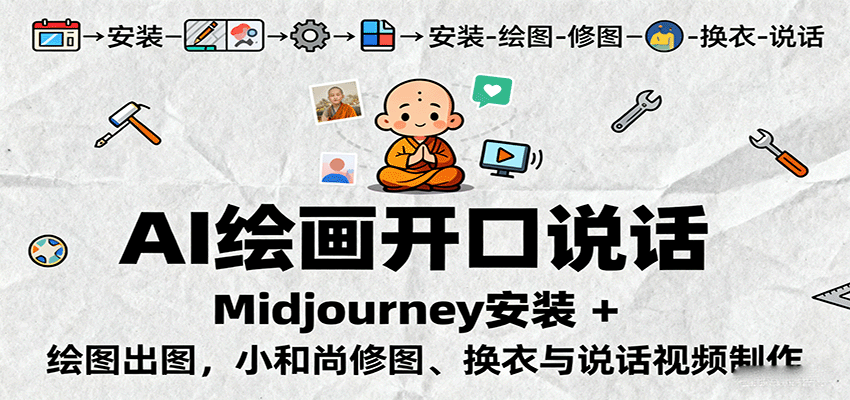 AI绘画开口说话，Midjourney安装 + 绘图出图，小和尚修图、换衣与说话视频制作-项目网