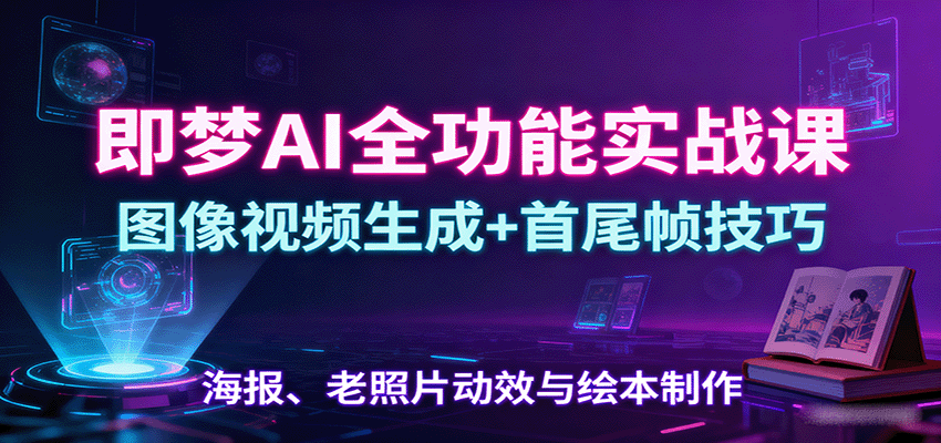 即梦AI全功能实战课：图像视频生成+首尾帧技巧，海报、老照片动效与绘本制作-项目网
