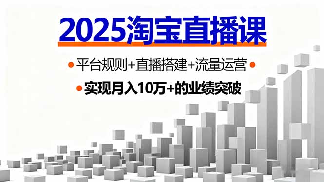 2025淘宝直播课，平台规则+直播搭建+流量运营，首播GMV破3万-项目网