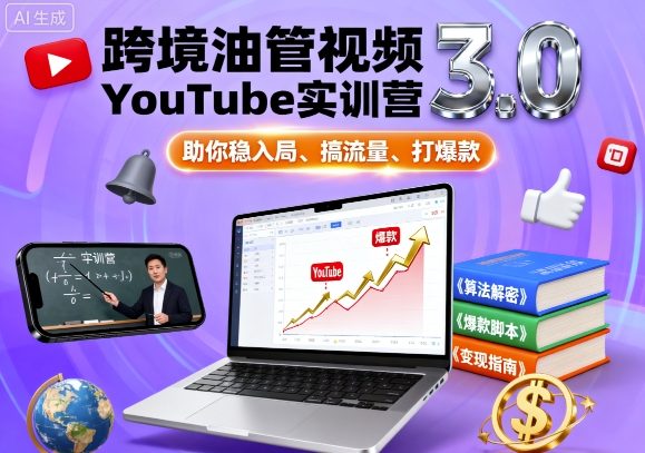 跨境油管视频YouTube实训营3.0，助你稳入局、搞流量、打爆款-项目网