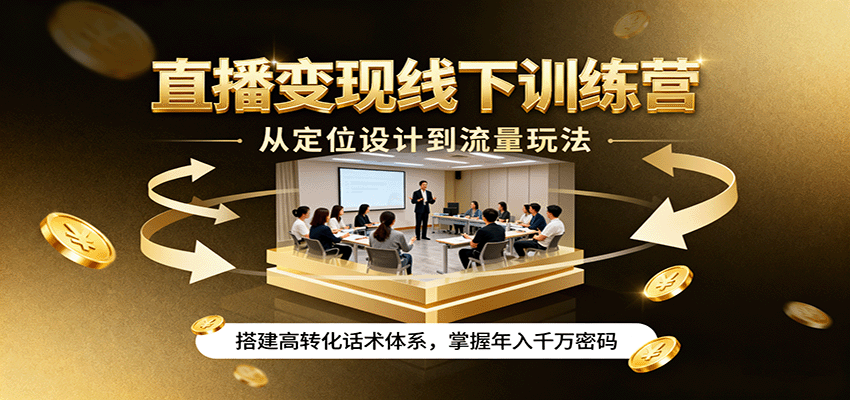 直播变现线下训练营，从定位设计到流量玩法，搭建高转化话术体系，掌握年入千万密码-项目网