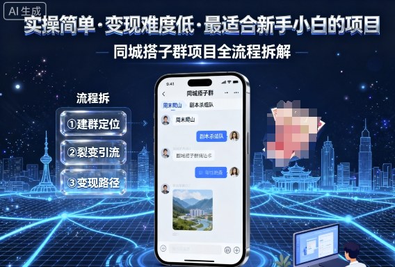 实操简单，变现难度低，最适合新手小白做的项目，每天轻松收入3张，同城搭子群项目全流程拆解-项目网