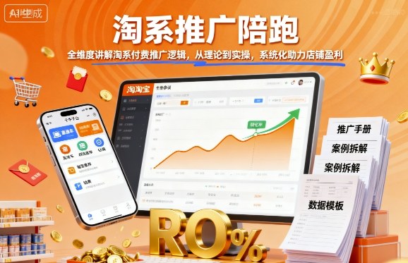淘系推广陪跑，全维度讲解淘系付费推广逻辑，从理论到实操，系统化助力店铺盈利-项目网