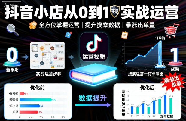 抖音小店从0到1实战运营，帮你全方位掌握小店运营，提升搜索数据与出单量-项目网