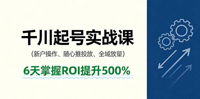 抖音千川起号实战课，新户操作,随心推投放,全域放量，6天掌握ROI提升500%-项目网