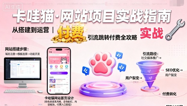 卡哇猫·网站项目，网站搭建与运营以及引流跳转付费-项目网