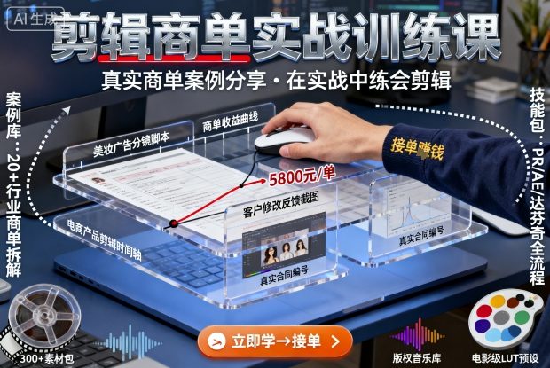 剪辑商单实战训练课，真实商单案例分享，在实战中练会剪辑-项目网
