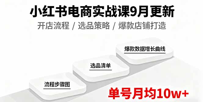 小红书电商实战课9月更新，开店流程/选品策略/爆款店铺打造，单号月均10w+-项目网