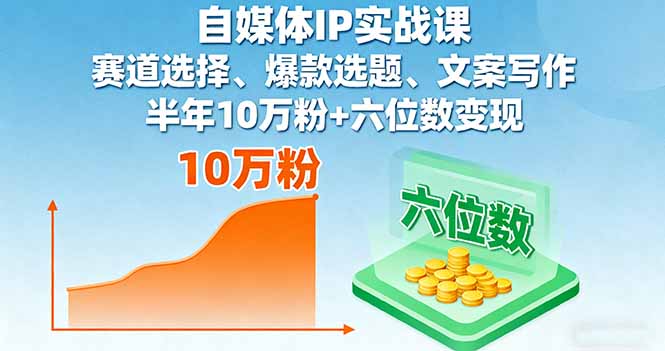 自媒体IP实战课，赛道选择、爆款选题、文案写作，半年10万粉+六位数变现-项目网